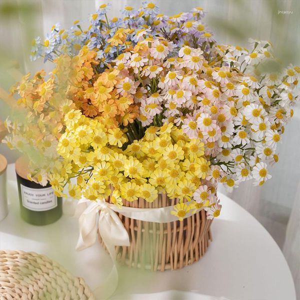 Dekoratif Çiçekler 34 cm Yapay Daisy Papatya İpek Çiçek El Buket Ev Parti Masa Dekorasyon Düzenlemesi Düğün Dekoru