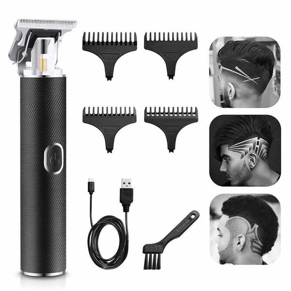 Aparador de cabelo T Trimmer Zero Gapped Trimmers 0mm Baldhead Hair Clippers para homens USB recarregável Clippers para máquina de corte de cabelo