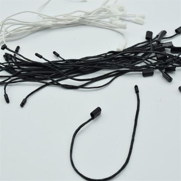 980 pz / lotto Buona qualità Cavo cerato in bianco e nero Hang Tag Nylon String Snap Lock Pin Loop Fastener Cravatte Lunghezza18cm280h