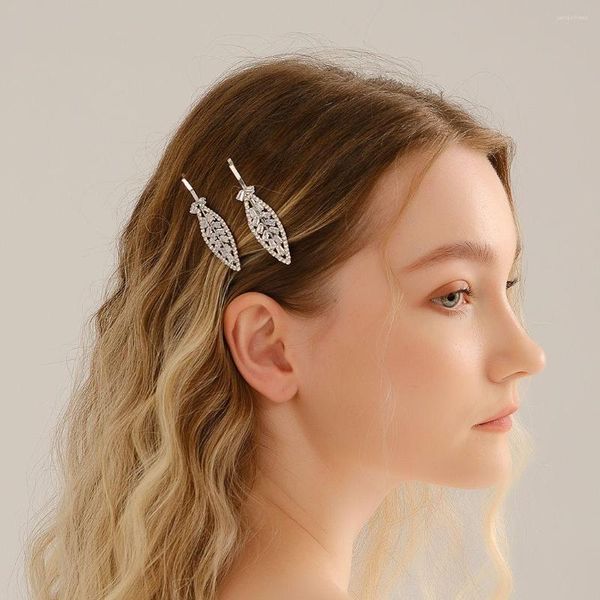 Headpieces 2 pçs/lote Fashion Strass Leaf Hairpins Hair Clips For Women Accessories Girls Pins Headpiece Trendy Party Jewelry Gifts