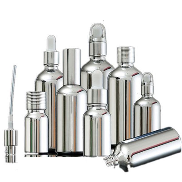 Vorratsflaschen, Gläser, 5 ml, 30 ml, 100 ml, Silberglas, ätherisches Öl, Tropfflasche, Kosmetikverpackung, Serum, Lotion, Pumpspray, Zerstäuberfläschchen, 15 Stück 230710