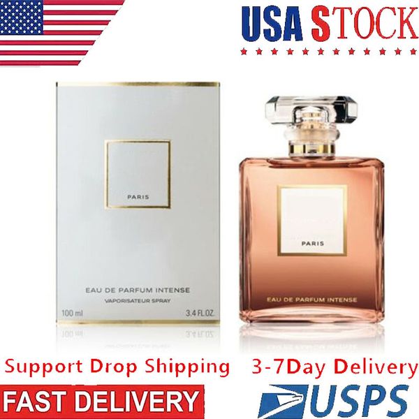 Frete grátis para os EUA em 3-7 dias Mademoiselle 100ML Eau de Parfum Perfume Feminino Perfume Elegante e Charmoso Fragrância Spray Notas Florais Orientais