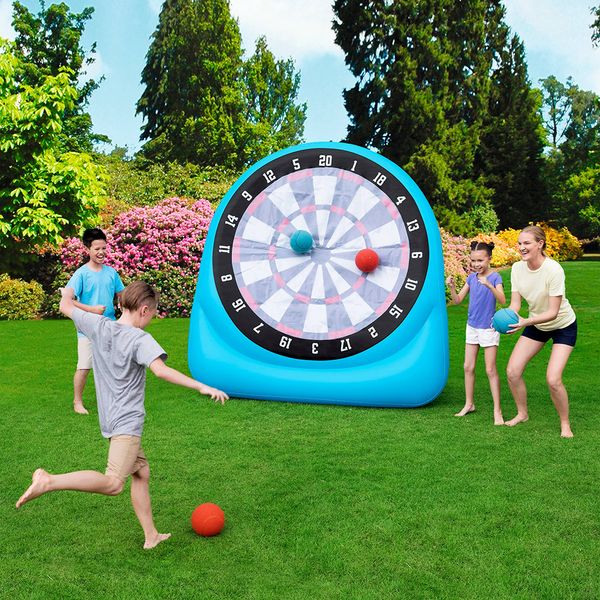 Sand Play Water Fun PVC mini 18m H inflável Dart Board Jogo de futebol Tiro de futebol com colisão de ar para crianças 230711