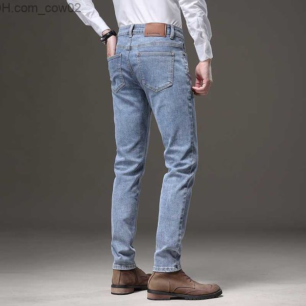 Jeans Masculino Outono 2023 Novo Jeans Masculino Light Fit Elástico Moda Negócios Calças Denim Justas Calças de Marca Masculina 4 Cores Z230712