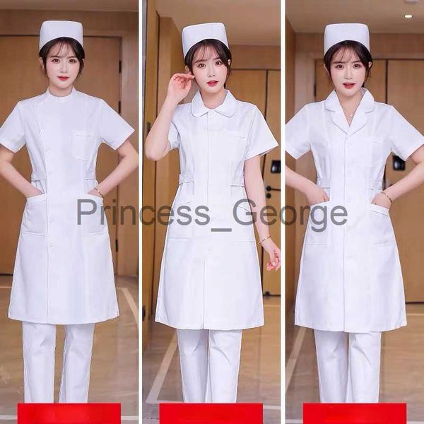 Autres vêtements Infirmière Vêtements de médecin Mode féminine Blouse de laboratoire Robe à manches courtes Uniforme médical à manches longues x0711