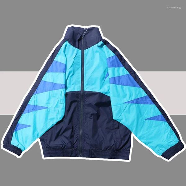 Jaquetas masculinas retrô jaqueta de patchwork masculina de alta qualidade esporte casual cor solta blusão blusão skate universitário hip hop bomber coat