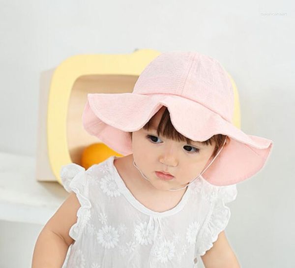 Berets Outdoor Baby Eimer Hut Infant Mädchen Fischer Sonnenhüte Baumwolle Kinder Kappe Kinder Prinzessin Strand Bogen Mädchen Kappen