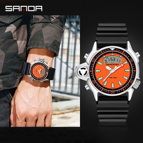 SANDA New Fashion Sport Men's Watch Casual Style Watchs Men Military Quartz Wrist Watch Diver Man Watches Relogio Masculino 3008