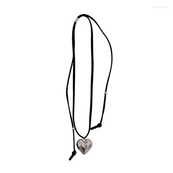 Подвесные ожерелья y2k Love Heart Tope Tie Tie Choker Ожерелье для женщин Элегантное минималистское хараджуку необычные ювелирные украшения для цепи длинных шеи