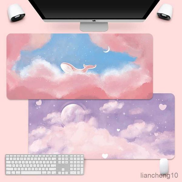 Tappetini per mouse Polso Moon Landscape Mouse Pad PC Mousepad Mouse grande Mouse carino Tastiere rosa Scrivania 800 * 300 * 3mm R230711