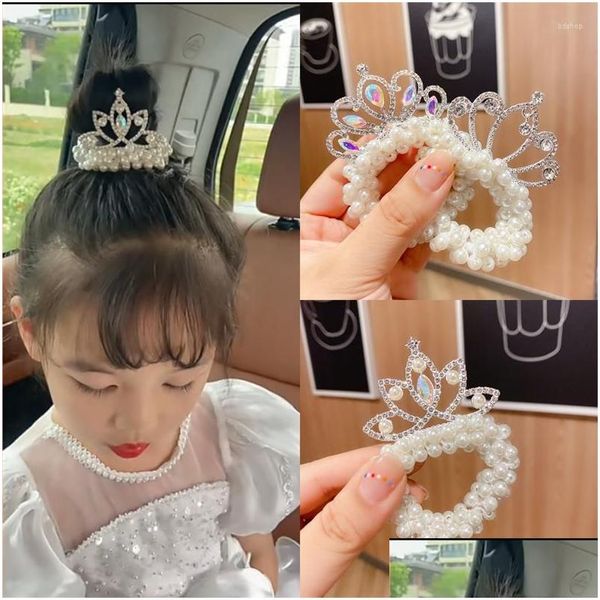 Haarschmuck Kinder Krone Kopfbedeckung Stirnband Koreanische Perle Kleines Mädchen Ball Kopf Band Legierung Ring Drop Lieferung Baby Kinder Materni Dhzod