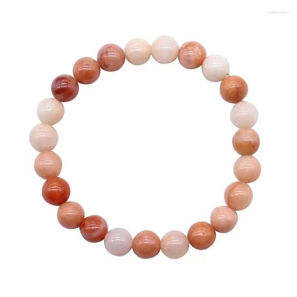 Bracciale con perline di cristallo di calcedonio rosa in pietra naturale, gioielli semipreziosi rotondi per regalo per gli amanti delle donne