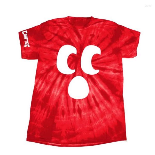 Camisetas Masculinas Craftee Red Tie Dye Graphic Tees Gola redonda Manga Curta Camiseta Feminina Masculina Camiseta Jovem Social Media Star Roupas Engraçadas