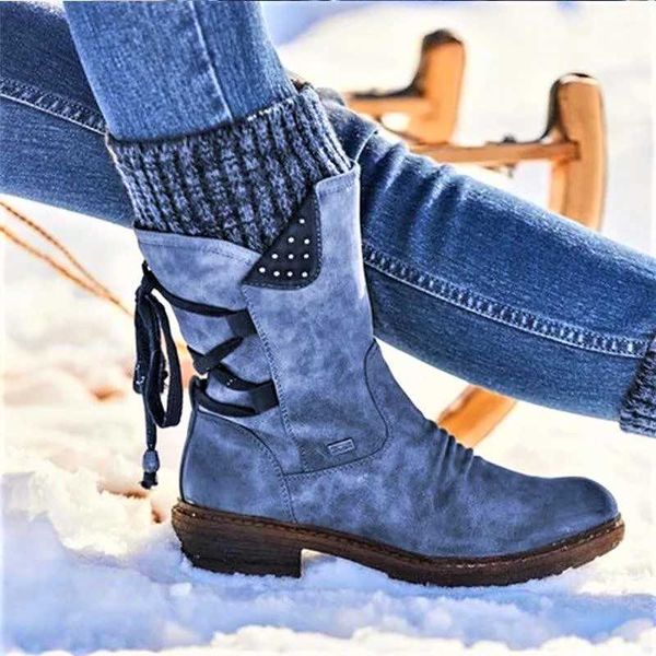 Botas de menor preço com a melhor qualidade e presente grátis - Botas femininas inverno outono meninas bota de salto baixo moda tricô patchwork sapatos L230711