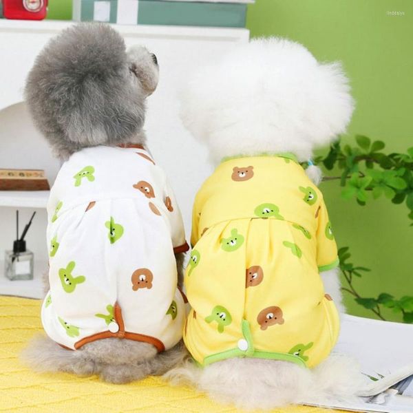 Roupa para cachorro Cachorro adorável com fivela Design macio e fofo Padrão de urso Macacão para cachorro de estimação Traje para uso diário Macacão geral