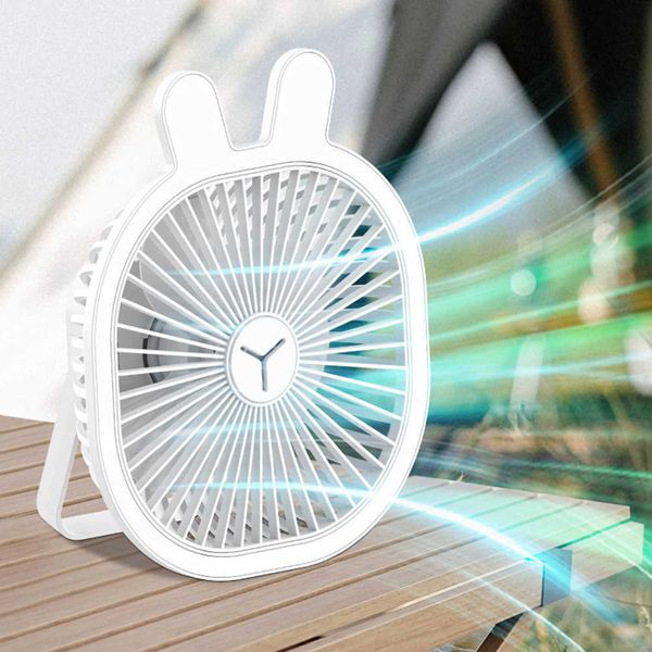 Ventiladores elétricos Ventilador de teto USB com luz LED 5W 1200mAh Ventilador pequeno multifuncional Vento de 3 marchas Rotação de 180 graus Leve para home office