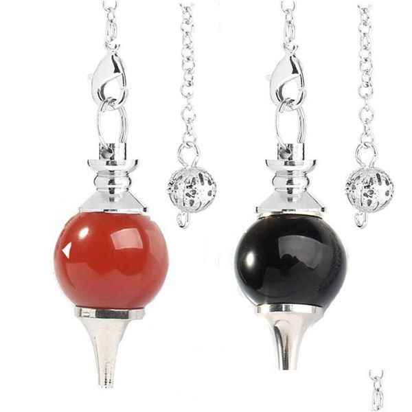 Charms New Nce Reiki Natural Stone Crystal Red Agates Dowsing Pendum Circar Cone Charm Pendant For Men Women Fashion Divination Drop Dhffc