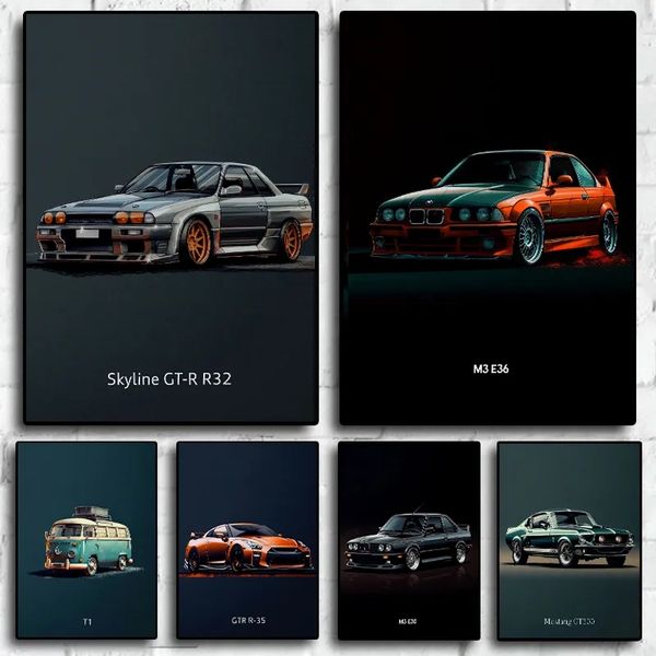 M3 GTR Auto famose Auto sportive di lusso Tela Pittura Stile moderno Immagine per soggiorno Arte Camera dei ragazzi Decorazione della parete Stampa Poster Regalo per amico w06