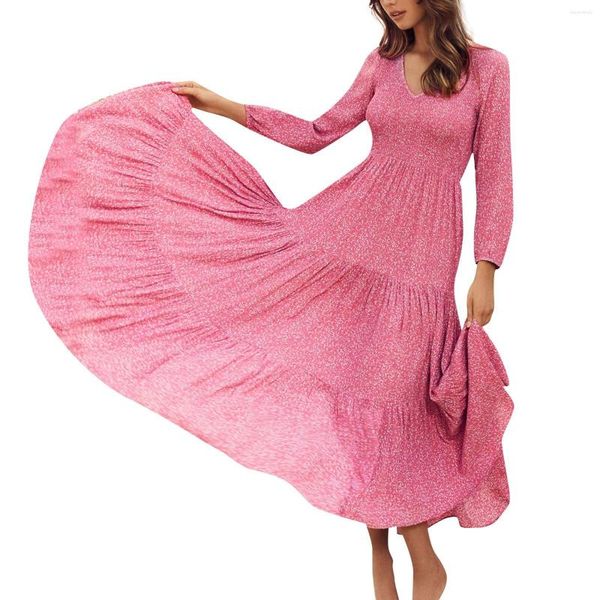 Vestidos casuais estilo feminino capa cabeça decote em v manga longa com temperamento apertado estampado vestido saia elegante para mulheres vestido