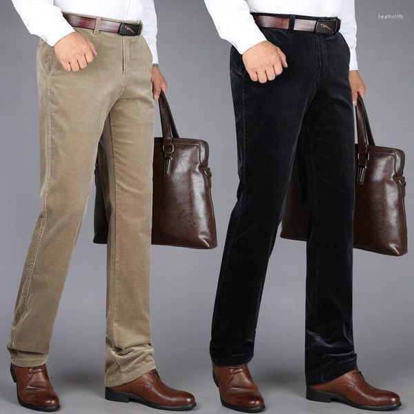 Erkek pantolon kış sonbahar moda sıcak düz renk retro kadife iş rahat baba vintage kalacak premium düz pantolon