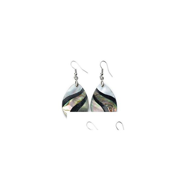 Charm Teardrop Paua Abalone Shell Brincos Para Senhoras Jóias Exclusivas Pedra Natural Gancho Drop Delivery Dh2Pi