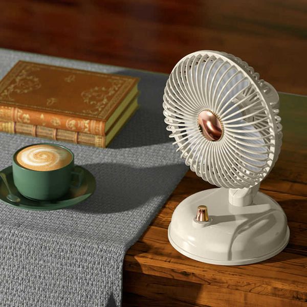 Ventilatori elettrici Telecamere Ventilatore da tavolo portatile ricaricabile Rotazione automatica Dispositivo di raffreddamento dell'aria wireless Ventilatore da tavolo elettrico USB per campeggio all'aperto Casa ufficio