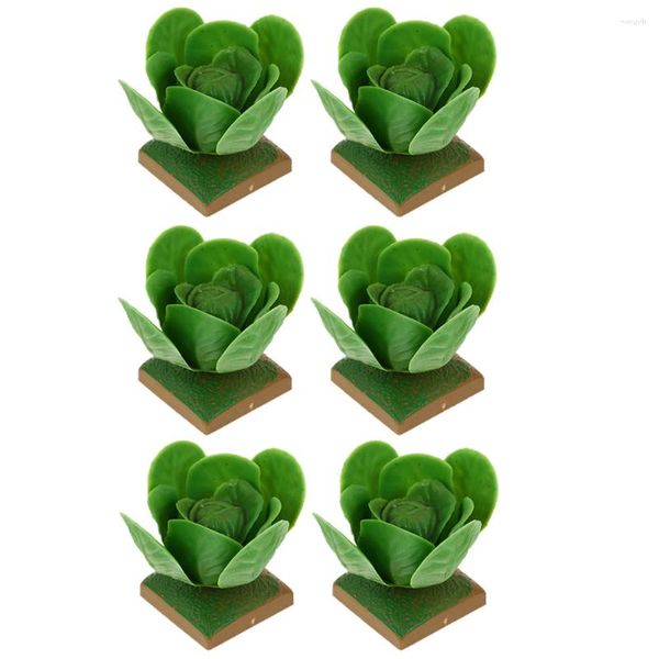 Flores decorativas 6 Pcs Mini Alimentos Brinquedos Modelo Repolho Modelos Veg Brinquedos Imitação 6.5X5.5X5.5CM Crianças Verde Plástico Realista