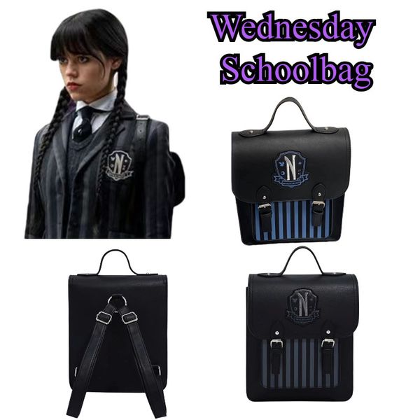 Borse da scuola Mercoledì Addams College Bag Cosplay Schoolgirl Zaino British Fashion Style Collection Zainetto per regalo di compleanno per bambini 230711