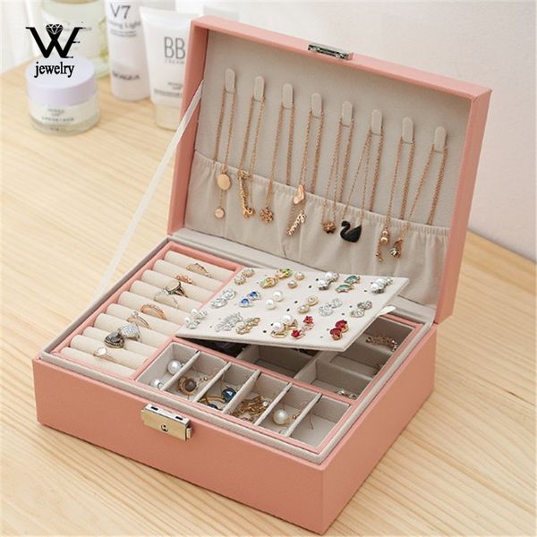 Verpackungsboxen WE Hohe Kapazität Leder Schmuckschatulle Reise Schmuck Organizer Multifunktions Halskette Ohrring Ring Aufbewahrungsbox Frauen Geschenke 230710