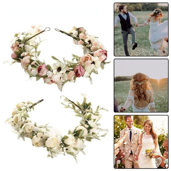 Fiori decorativi Sposa Fascia per capelli per bambini Corona floreale Simulazione fatta a mano Fascia per capelli Gilrs Ghirlanda Copricapo Accessorie per la festa nuziale