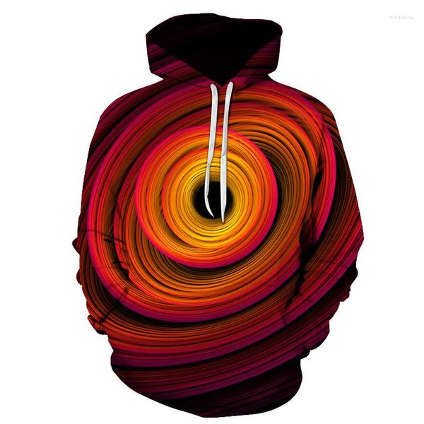 Мужские толстовины модные крутые креативные 3D Magic Stacked Red Vortex Print