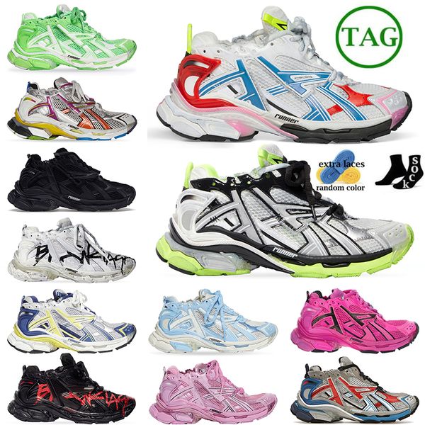 2023 Tênis F amous Balancaiga Track Runners 7.0 Sapatos Casuais Plataforma Graffiti Branco Preto Desconstrução Feminino Masculino Tênis Faixas Runner 7 Tess S.Gomma Tamanho 46