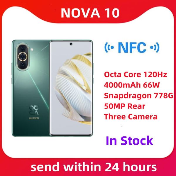 Orijinal Yeni Huawei Nova 10 Cep Telefonu Harmonyos 2 Octa Core 120Hz 4000mAh 66W Snapdragon 778G 50mp Arka Üç Kamera