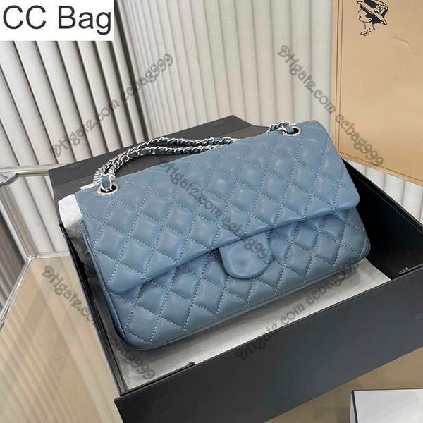 CC Bag 25x15cm Borse da donna classiche con doppia patta Borse a tracolla trapuntate in pelle di pecora con diamanti con catena Hardware argento Portafogli di lusso Borse Borse Saco