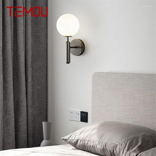 Lampade da parete TEMOU Lampada classica contemporanea in ottone LED Illuminazione da parete semplicemente creativa per l'arredamento della camera da letto di casa