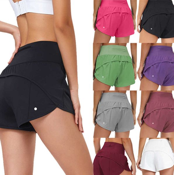 lulu Shorts ensembles de yoga pour femmes Sport Hotty Hot Casual Fitness Yoga Leggings Lady Girl Workout Gym Sous-vêtements Running avec poche zippée sur le pantalon arrière design566ess