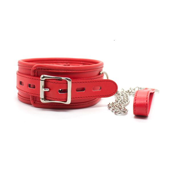 Leather And Iron Chain Link Sponge Filling Bdsm Slave Collars Women Bondage Collar Sex Toys For_voghion.com