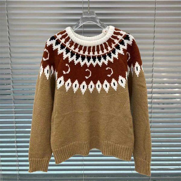 Herbst Neue Kleidung Retro Brauner Pullover Damen Wollstrickwaren Mode Alltagskleidung Rundhals Pullover Langarm Top Wärme Komfort Damen Pullover