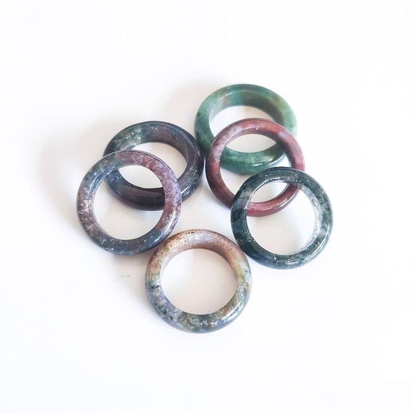 Anello solitario in pietra naturale largo 6 mm anelli di barretta in onice pazzo Unisex creato cerchio Reiki gioielli da donna regali goccia consegna Dhplv