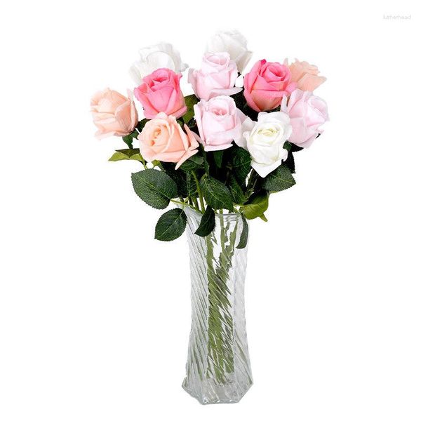 Flores decorativas 1 peça rosas de flanela artificiais para o natal em casa, casamento, decoração de noiva, acessórios, álbum de recortes, faça você mesmo, guirlanda, presentes