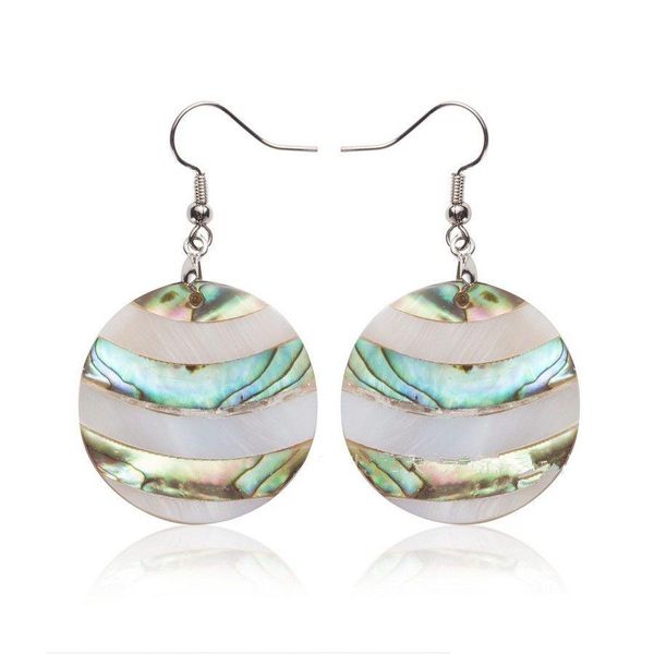 Charme Alte Mode Schmuck Geschenk Paua Ohrring Abalone Sea Shell Natur Runde Form Ohrringe 5 Paar Drop Lieferung Dhe2R