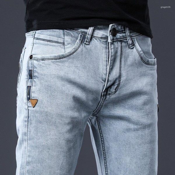 Jeans da uomo Taglia 27-36 Uomo Primavera Estate Autunno Classico Moda Casual Slim Fit Skinny Straight Stretch Pantaloni lunghi in denim Blu Grigio