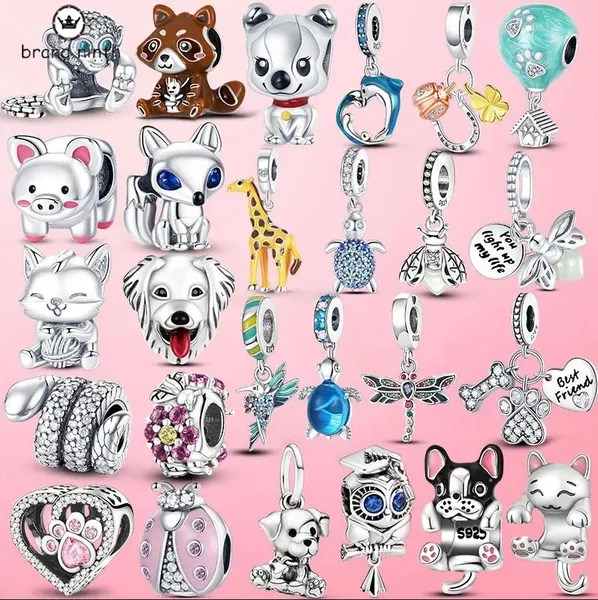 925 Silber für Pandora Charms Schmuck Perlen Armband Elefant Schlange Fuchs Marienkäfer Hund Katze Eule Charm