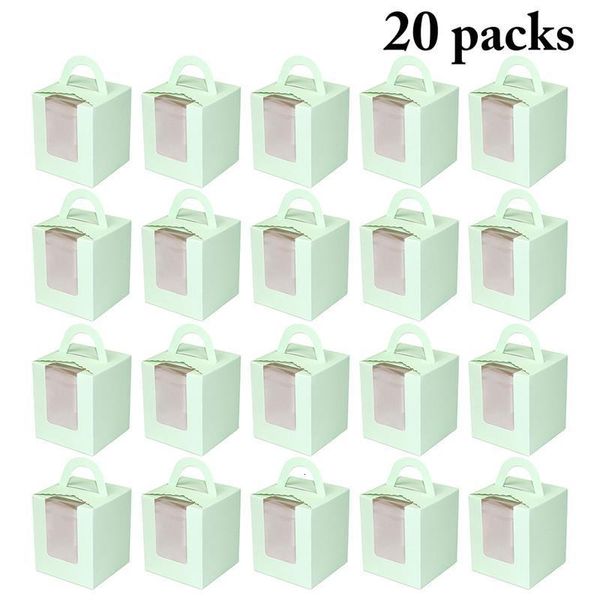 Caixas de embalagem 20 pçs Mini caixa de doces fofinha Caixa de muffin individual Caixa de cupcake rosa portátil Mousse Pudim de lama Garrafa de embalagem Copo 230710
