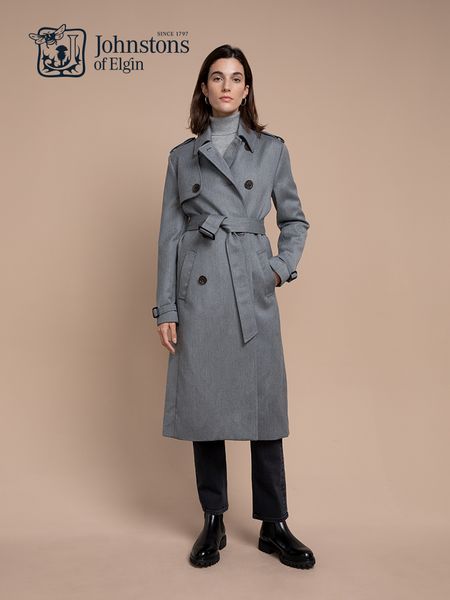 Trench da donna Coat di lana primavera a maniche lunghe Blu grigio rosso a vento