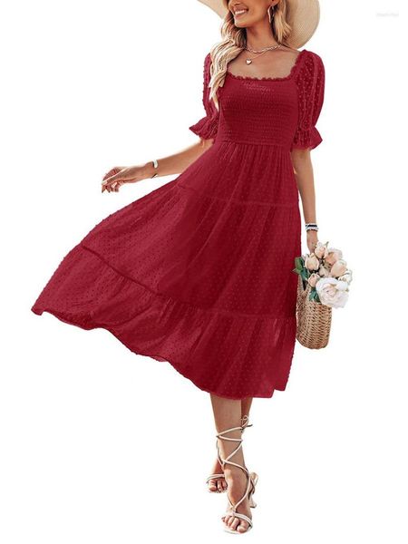 Повседневные платья лето для женщин с коротким рукавом квадратный шейный шифоновый шифон.