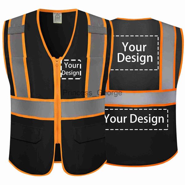 Altri Abbigliamento Gilet di sicurezza personalizzato Gilet di sicurezza riflettente Classe 2 ANSI con tasche Cerniera Uniforme da costruzione ad alta visibilità x0711