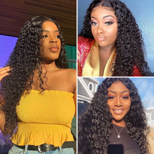 Pretty Girl Curly 13*4 HD Lace Frontal Wig Remy Lace Closure Perucas de cabelo humano para mulheres negras linha fina natural