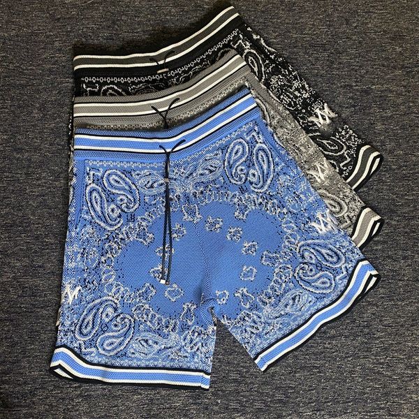 Shorts masculinos de design de luxo Designers BANDANA SHORT Basquete casual Caxemira de alta qualidade Shorts de malha femininos com letras bordadas de três cores shorts esportivos