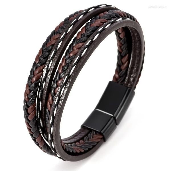 Charm-Armbänder Lederarmband Herren Originalschmuck Mode handgewebte Zinklegierung Magnetschnalle